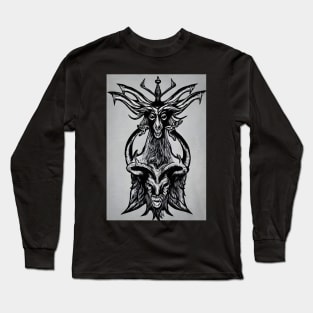 Baphomet surrealist painting Black and White Long Sleeve T-Shirt